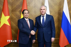 Thủ tướng Phạm Minh Chính hội kiến Chủ tịch Duma Quốc gia Liên bang Nga Vyacheslav Volodin. (Ảnh: Dương Giang/TTXVN)
