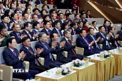 Tổng Bí thư Tô Lâm và các đại biểu dự Chương trình "Hồ Chí Minh - Hành trình khát vọng 2025". (Ảnh: Thống Nhất/TTXVN)