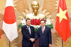 Chủ tịch Quốc hội Trần Thanh Mẫn hội kiến Thủ tướng Nhật Bản Ishiba Shigeru. (Ảnh: Doãn Tấn/TTXVN)