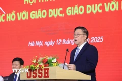 Ủy viên Bộ Chính trị, Bí thư Trung ương Đảng, Trưởng Ban Tuyên giáo và Dân vận Trung ương Nguyễn Trọng Nghĩa phát biểu. (Ảnh: Tuấn Anh/TTXVN)