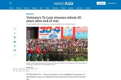 Báo Nikkei Asia của Nhật Bản đưa tin về niềm tự hào của người dân Việt Nam trong Lễ kỷ niệm 50 năm thống nhất đất nước ngày 30/4. (Ảnh chụp màn hình)