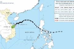 Sơ đồ đường đi của vùng áp thấp. (Nguồn: Trung tâm Dự báo Khí tượng Thủy văn)