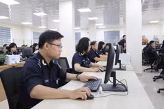 Cán bộ, công chức đội Thông quan, Chi cục Hải quan khu vực III tiếp nhận, xử lý tờ khai của doanh nghiệp tại Đội Thông quan. (Ảnh: Mạnh Tú/TTXVN)