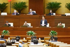 Bộ trưởng Bộ Công an Lương Tam Quang giải trình, làm rõ một số vấn đề đại biểu Quốc hội nêu. (Ảnh: Doãn Tấn/TTXVN)