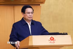 Thủ tướng Phạm Minh Chính chủ trì phiên họp Chính phủ chuyên đề về xây dựng pháp luật tháng 1/2025. (Ảnh: Dương Giang/TTXVN)