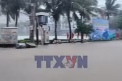 Quảng Ninh: Mưa to gây ngập sâu cục bộ, nước chảy cuồn cuộn trên nhiều đường phố