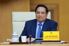 Thủ tướng Phạm Minh Chính phát biểu tại buổi tiếp Hội đồng Kinh doanh châu Âu-ASEAN (EU-ABC) và Hiệp hội doanh nghiệp châu Âu tại Việt Nam (EuroCham). (Ảnh: Dương Giang/TTXVN)