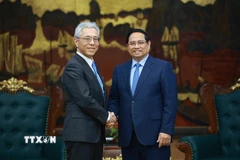 Thủ tướng Phạm Minh Chính tiếp ông Hori Kenichi, Chủ tịch kiêm Tổng Giám đốc điều hành Tập đoàn Mitsui. (Ảnh: Dương Giang/TTXVN)