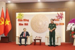 Trung tướng Nguyễn Xuân Dắt, Tư lệnh Quân khu 9 phát biểu. (Ảnh: Ngọc Thiện/TTXVN)