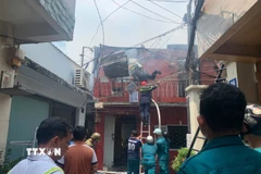 Hiện trường vụ cháy. (Ảnh: Hồng Đạt/TTXVN)