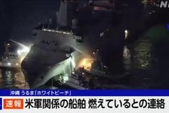 Cháy lớn trên tàu hải quân Mỹ USS New Orleans ở ngoài khơi Nhật Bản
