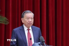 Tổng Bí thư Tô Lâm phát biểu khai mạc Hội nghị lần thứ 14 Ban Chấp hành Trung ương Đảng khóa XIII. (Ảnh: Thống Nhất/TTXVN)