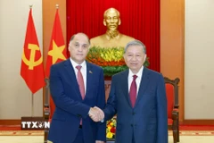 Tổng Bí thư Tô Lâm tiếp Thư ký Hội đồng An ninh quốc gia Belarus Volfovich Aleksandr Grigorievich. (Ảnh: Thống Nhất/TTXVN)