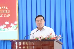 Đại diện các đơn vị, địa phương báo cáo công tác chuẩn bị bầu cử. (Ảnh: Bùi Giang/TTXVN)