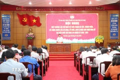 Quang cảnh Hội nghị Hiệp thương lần thứ nhất do Ủy ban Mặt trận Tổ quốc Việt Nam tỉnh Tây Ninh tổ chức. (Ảnh: Bùi Giang/TTXVN)