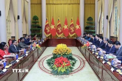 Chủ tịch nước Lương Cường hội đàm với Tổng thống Sri Lanka Anura Kumara Dissanayaka. (Ảnh: Lâm Khánh/TTXVN)