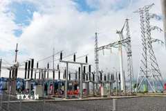 Nhà máy Điện gió Hải Anh được khởi công vào tháng 12/2023; công suất 40MW với 8 trụ tuabin 5MW. (Ảnh: Tường Vi/TTXVN)