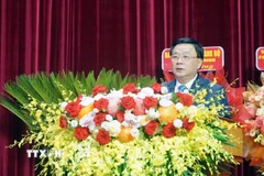 Ủy viên Bộ Chính trị, Chủ tịch Hội đồng Lý luận Trung ương, Giám đốc Học viện Chính trị Quốc gia Hồ Chí Minh Nguyễn Xuân Thắng dự và phát biểu tại Đại hội. (Ảnh: TTXVN phát)