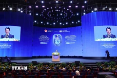 Đại tướng Lương Tam Quang, Bộ trưởng Bộ Công an Việt Nam phát biểu bế mạc Lễ mở ký Công ước của Liên hợp quốc về chống tội phạm mạng. (Nguồn: TTXVN)