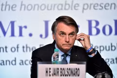 Ông Jair Bolsonaro, lúc đang là Tổng thống Brazil, phát biểu tại một sự kiện ở New Delhi, Ấn Độ ngày 27/1/2020. (Ảnh: ANI/TTXVN)