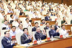 Tổng Bí thư Tô Lâm và các đại biểu tham dự Hội nghị tại điểm cầu chính Phòng họp Diên Hồng, Nhà Quốc hội, Hà Nội. (Ảnh: Thống Nhất/TTXVN)