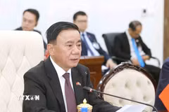 Thường trực Ban Bí thư Trần Cẩm Tú phát biểu tại hội đàm.(Ảnh: Phương Hoa/TTXVN)