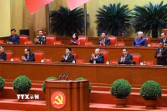 Đoàn Chủ tịch điều hành Đại hội XIV của Đảng. (Ảnh: TTXVN)