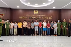 Cơ quan điều tra thực hiện lệnh khởi tố đối với các đối tượng liên quan. (Ảnh: TTXVN phát)