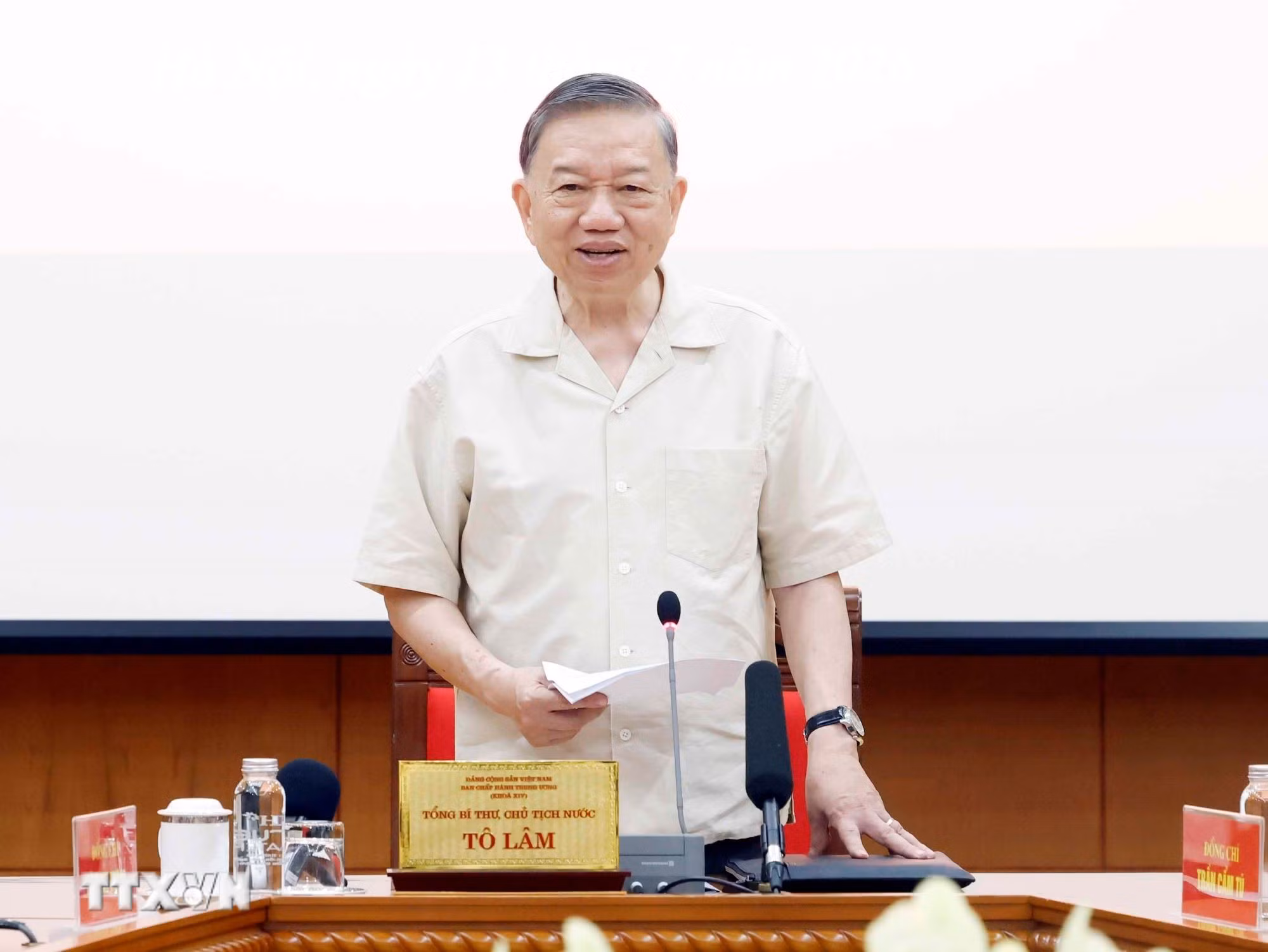 Tổng Bí thư, Chủ tịch nước Tô Lâm phát biểu chỉ đạo Phiên họp thứ 2 của Ban Chỉ đạo Trung ương về phát triển văn hóa Việt Nam. (Ảnh: Thống Nhất/TTXVN)