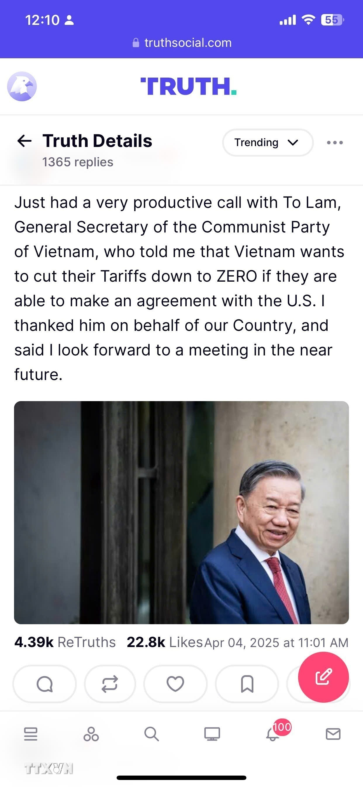 Tổng thống Hoa Kỳ: Cuộc điện đàm với Tổng Bí thư Tô Lâm rất “hiệu quả”