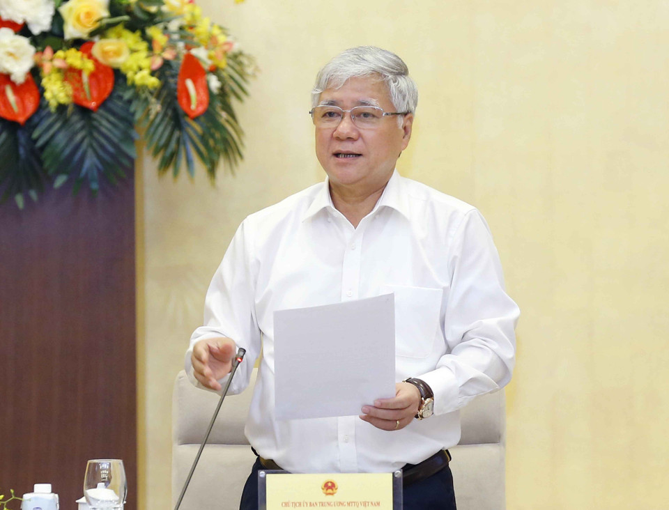 Chủ tịch Ủy ban Trung ương Mặt trận Tổ quốc Việt Nam Đỗ Văn Chiến phát biểu. (Ảnh: Doãn Tấn/TTXVN)