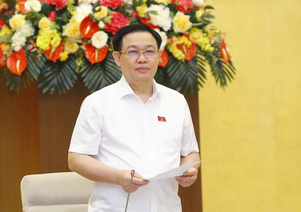 Chủ tịch Quốc hội Vương Đình Huệ phát biểu. (Ảnh: Doãn Tấn/TTXVN)