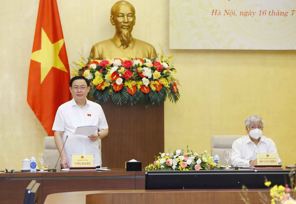 Chủ tịch Quốc hội Vương Đình Huệ phát biểu tại hội nghị. (Ảnh: Doãn Tấn/TTXVN)