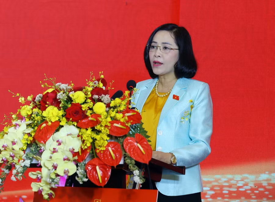 Trưởng Ban công tác đại biểu Quốc hội Nguyễn Thị Thanh phát biểu. (Ảnh: Phạm Kiên/TTXVN)