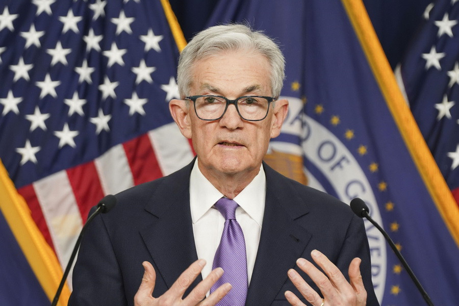 Chủ tịch Fed Jerome Powell trong cuộc họp báo tại Washington, DC, Mỹ ngày 13/12/2023. (Ảnh: Kyodo/TTXVN)