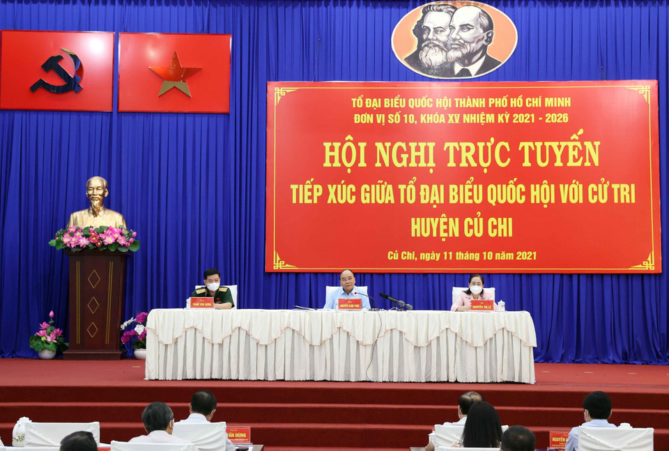 Quang cảnh buổi tiếp xúc cử tri. (Ảnh: Thống Nhất/TTXVN)
