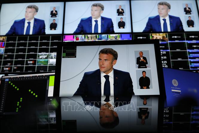 Trả lời phỏng vấn kênh truyền hình TF1 và France 2 ngày 24/9/2023, Tổng thống Emmanuel Macron tuyên bố Pháp sẽ chấm dứt hợp tác quân sự với Niger và rút 1.500 binh sỹ khỏi quốc gia Tây Phi vào cuối năm nay. (Ảnh: AFP/TTXVN)