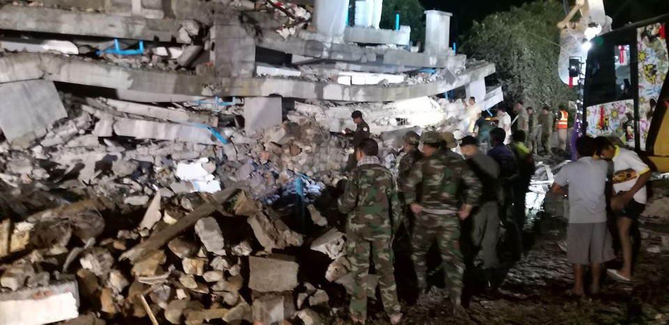 Hiện trường vụ sập công trình. (Ảnh: Fresh News/Vietnam+)