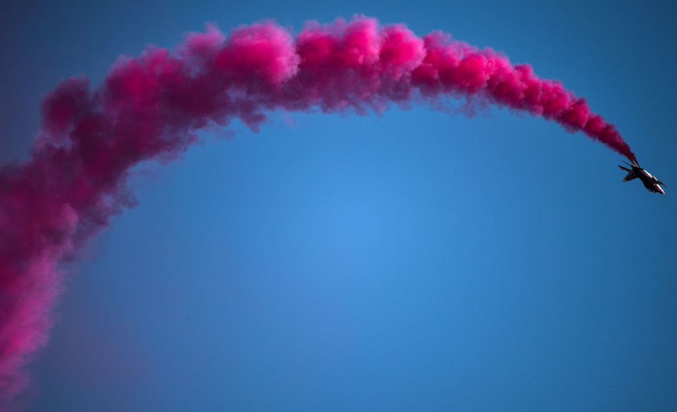 Màn biểu diễn của máy bay Yakovlev Yak-130 tại triển lãm hàng không quốc tế MAKS tại Zhukovsky. (Ảnh: Sputnik)