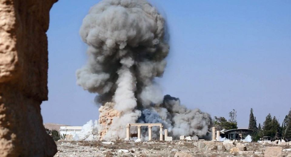 Lực lượng nhà nước Hồi giáo tự xưng phá hủy ngôi đền cổ 2.000 năm tuổi Baal Shamin tại thành phố Palmyra. (Ảnh: AP)