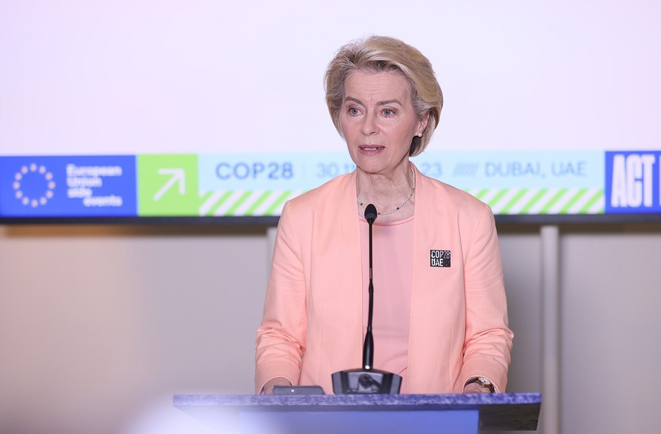 Chủ tịch Uỷ ban châu Âu Ursula von der Leyen phát biểu. (Ảnh: Dương Giang/TTXVN)