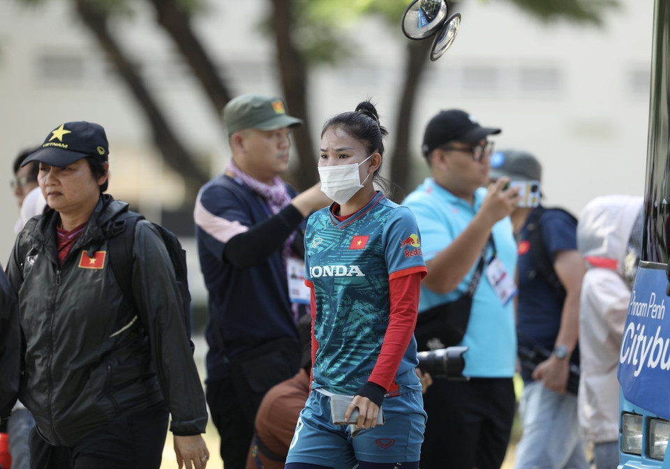 Trung vệ Chương Thị Kiều đã có thể quay trở lại tập cùng các đồng đội để chuẩn bị cho trận đấu đầu tiên của đội vào chiều 3/5 tới đây. (Ảnh: Minh Quyết/TTXVN)