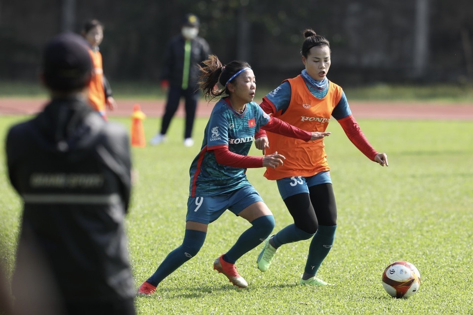 Huỳnh Như là cái tên được chú ý nhất sau khi trở về từ Bồ Đào Nha và tiền đạo mang áo số 9 cũng đặt quyết tâm rất cao ở SEA Games lần này. (Ảnh: Minh Quyết/TTXVN)