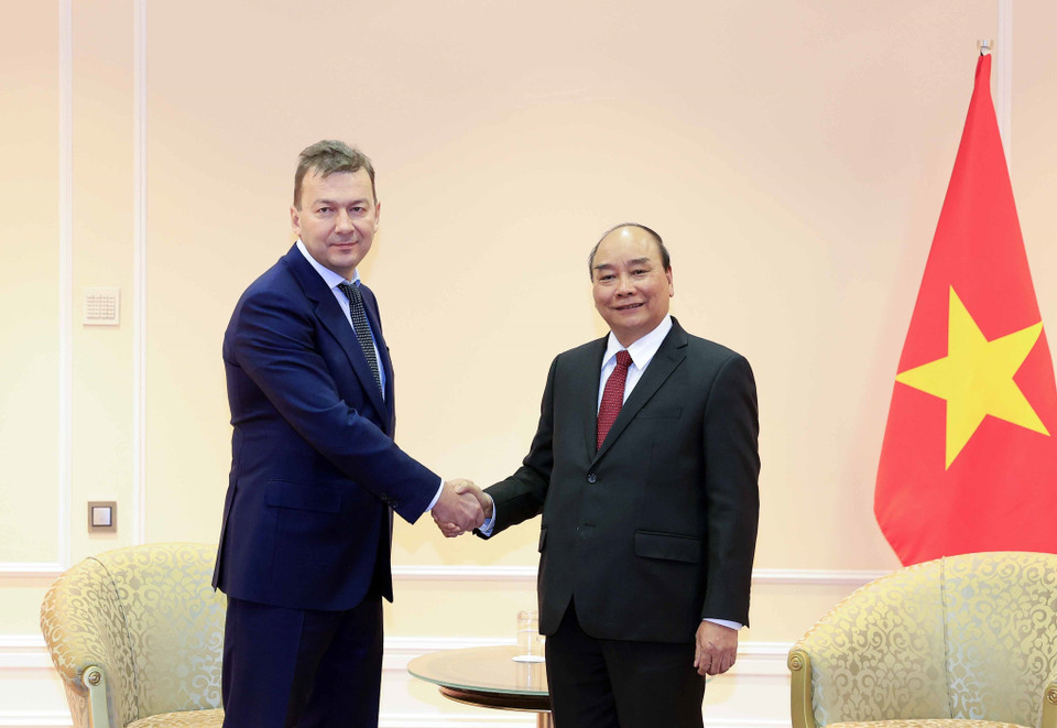 Chủ tịch nước Nguyễn Xuân Phúc tiếp ông Viktor Linnik, Chủ tịch Tập đoàn Miratorg. (Ảnh: Thống Nhất/TTXVN)