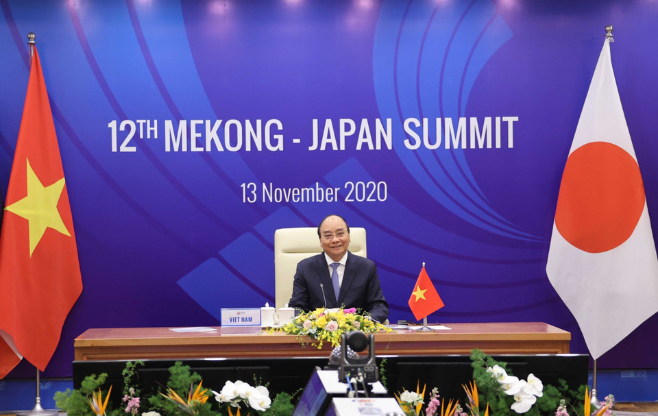 Do đại dịch COVID-19, Hội nghị Cấp cao Mekong-Nhật Bản lần thứ 12 được tiến hành theo hình thức trực tuyến. (Ảnh: Thống Nhất/TTXVN)