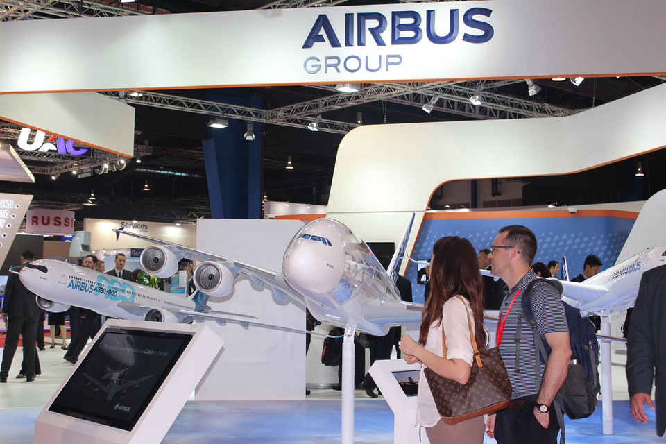 Mẫu máy bay A350-900 của Airbus được rất nhiều khách hàng ưa chuộng. (Ảnh: Lê Hải-Mỹ Bình/Vietnam+)