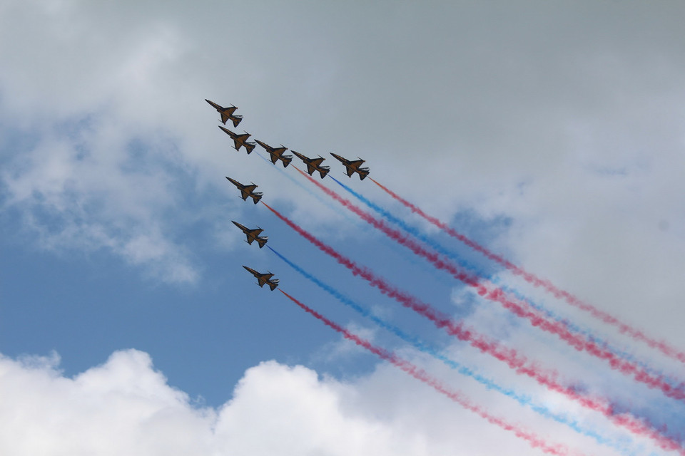 Màn trình diễn của đội máy bay Hàn Quốc trong ngày khai mạc Singapore Air Show 2016. (Ảnh: Lê Hải-Mỹ Bình/Vietnam+)