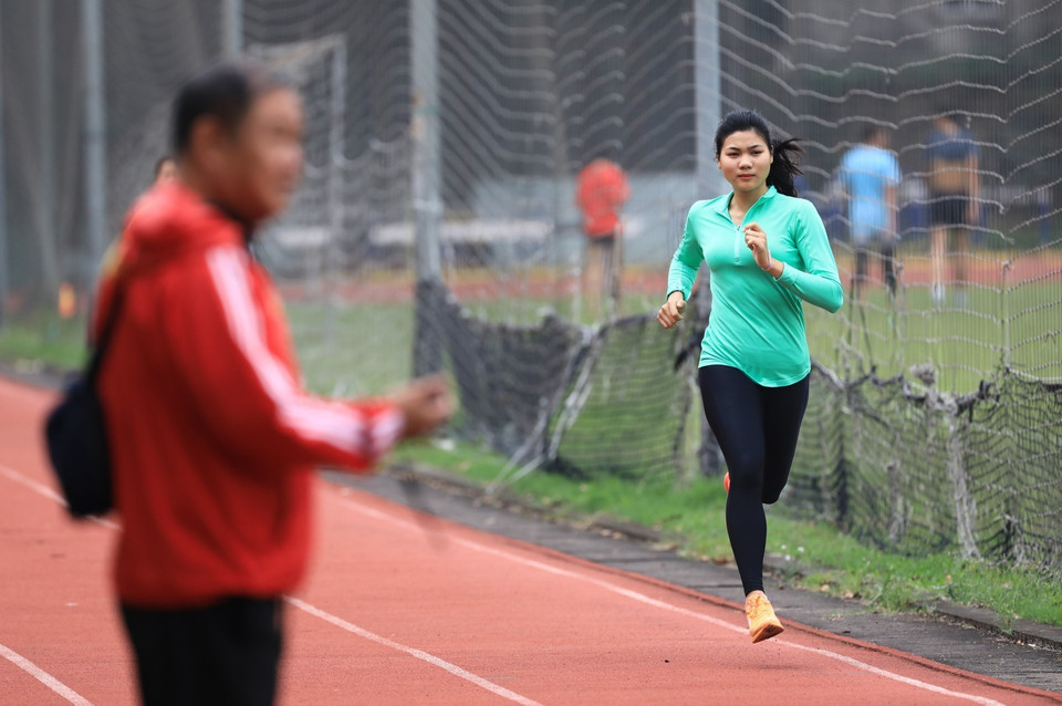 Các vận động viên tích cực tập luyện sau thời gian nghỉ Tết Nguyên đán Tân Sửu 2021. (Ảnh: Thành Đạt/TTXVN)