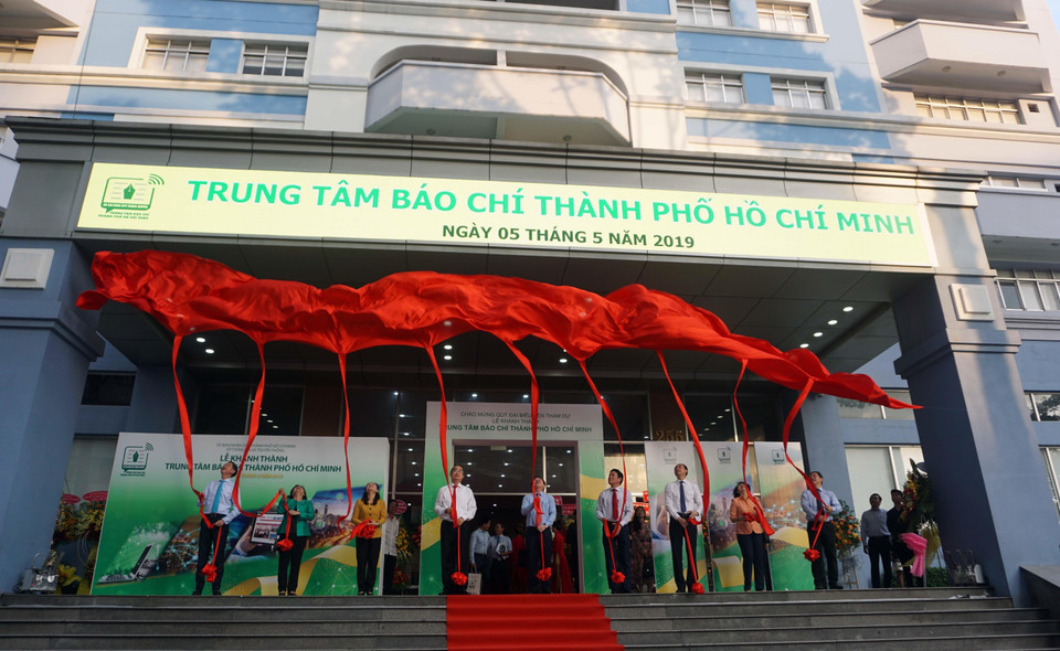 Trung tâm Báo chí Thành phố Hồ Chí Minh khánh thành và chính thức đi vào hoạt động, chiều 5/5/2019. (Ảnh: Thu Hoài - TTXVN)