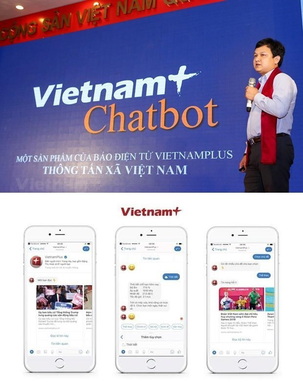 Ứng dụng Chatbot của Báo điện tử Vietnamplus là bước tiến mới của tòa soạn trong việc ứng dụng cách mạng công nghiệp lần thứ tư trong báo chí. (Ảnh: TTXVN)
